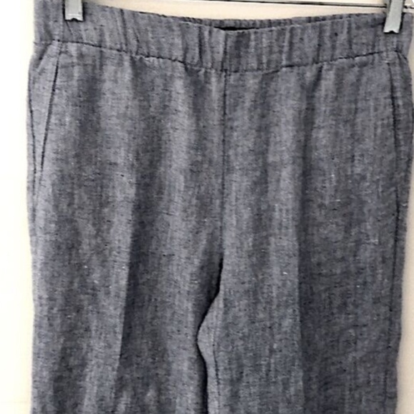 Land’s End chambray linen blend blue pull on elastic waist pants pockets SZ 6 - Picture 4 of 10